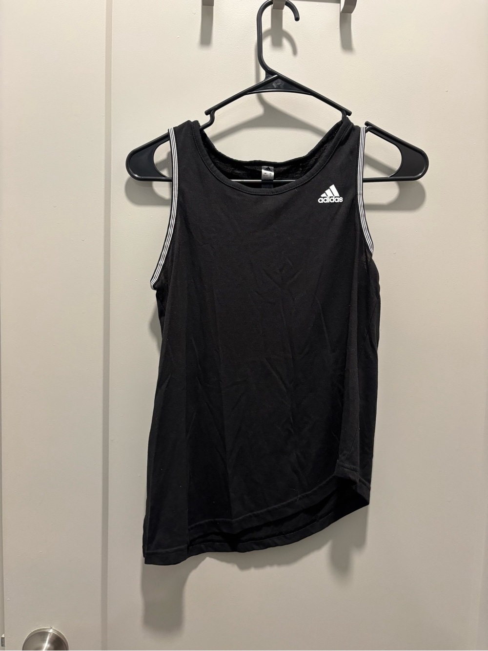 adidas Black Workout Tank with White Logo Trim